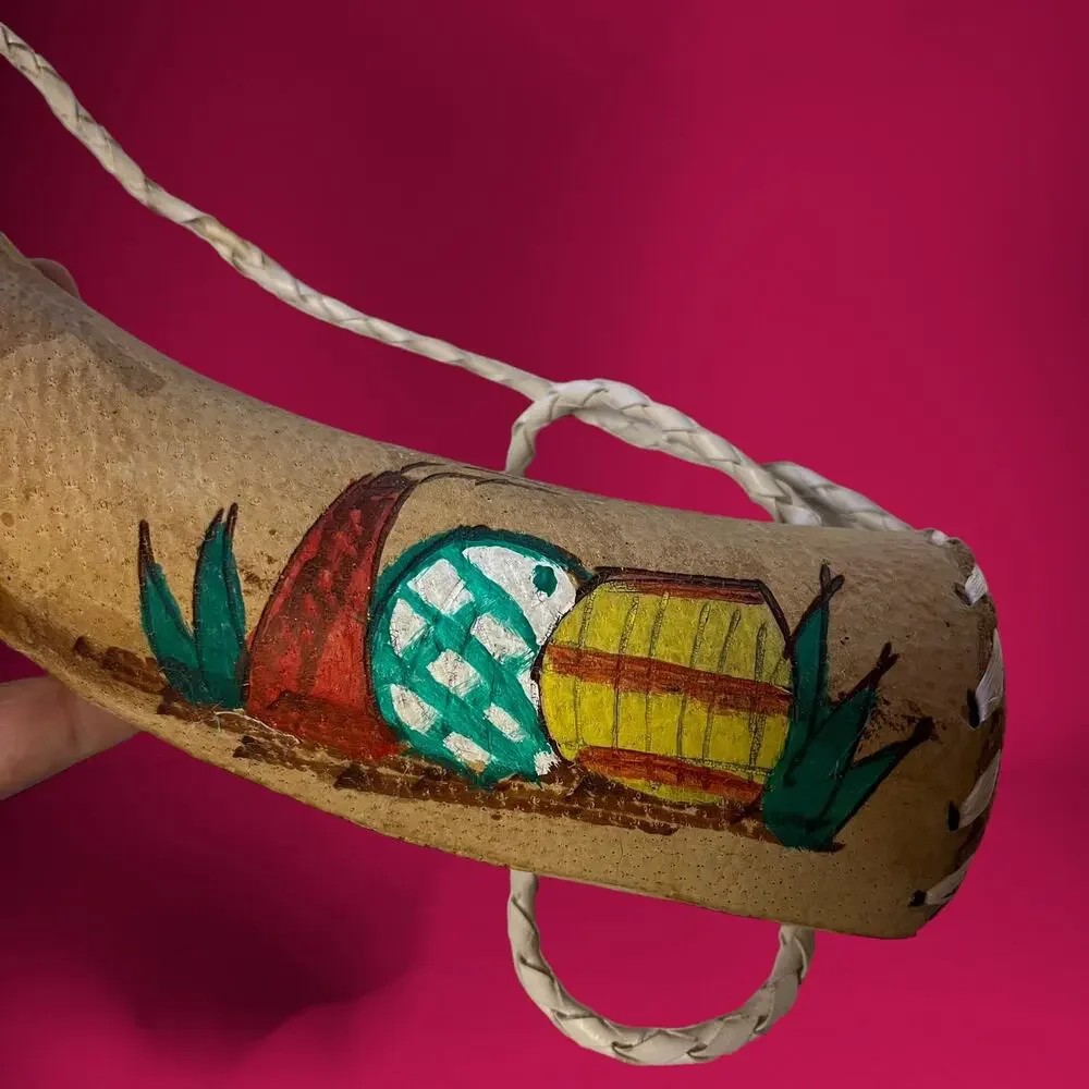 Mexican Alcohol Canteen Hand Painted Leather Wrapped Flask Unique Evite La Cruda